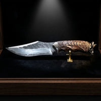 Damascus Fixed Blade Black Goat Camping Fixed Knife - 5622