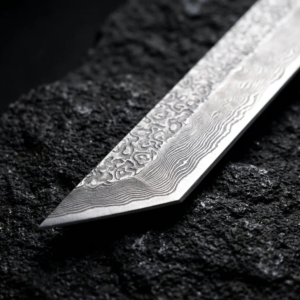 Damascus Straight Knife Blac Collectible Fixed Blade - 5347