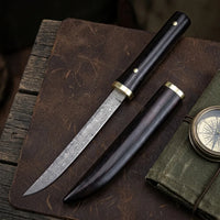 Damascus Straight Knife Mini Collectible Fixed Blade - 5539