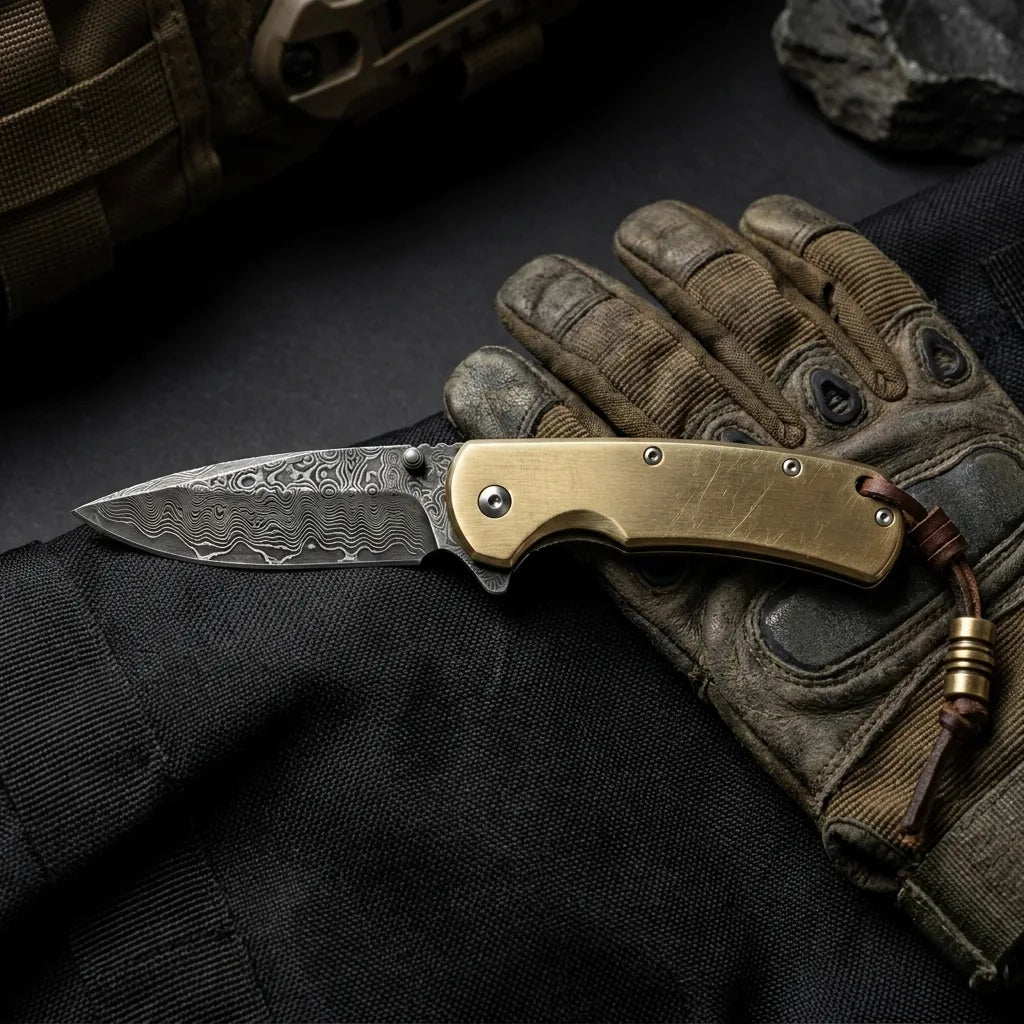 Damascus Folding Knife Tianc EDC Collectible Gift - 4880