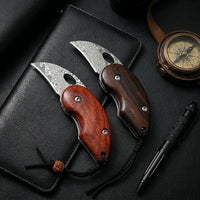 Damascus Folding Knife Bean Mini EDC Collectible Gift - 4231