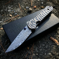 Damascus Folding Knife Chris EDC Collectible Gift - 4863