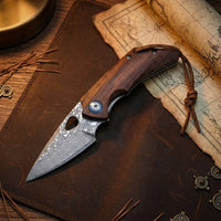 Damascus Folding Knife Eagle Beak Camping EDC Folder - 5174