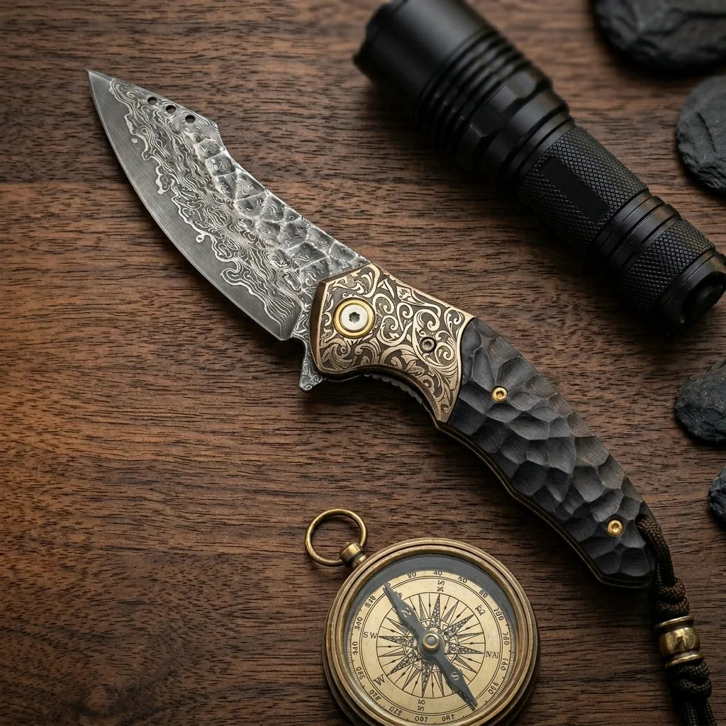 Damascus EDC Folder Mystic Eagle EDC Collectible Gift - 7029