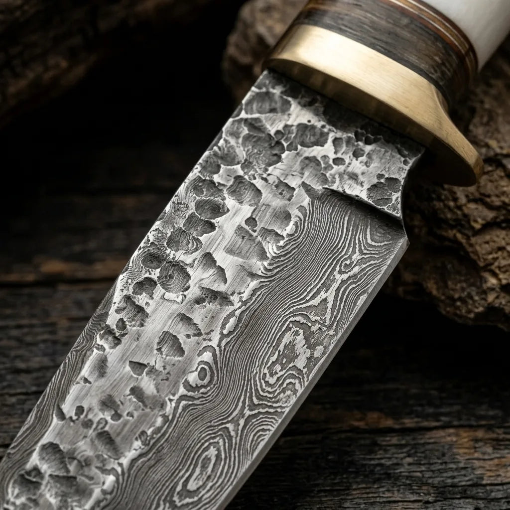 Damascus Straight Knife Litt Collectible Fixed Blade - 5214