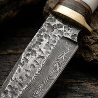 Damascus Straight Knife Litt Collectible Fixed Blade - 5214