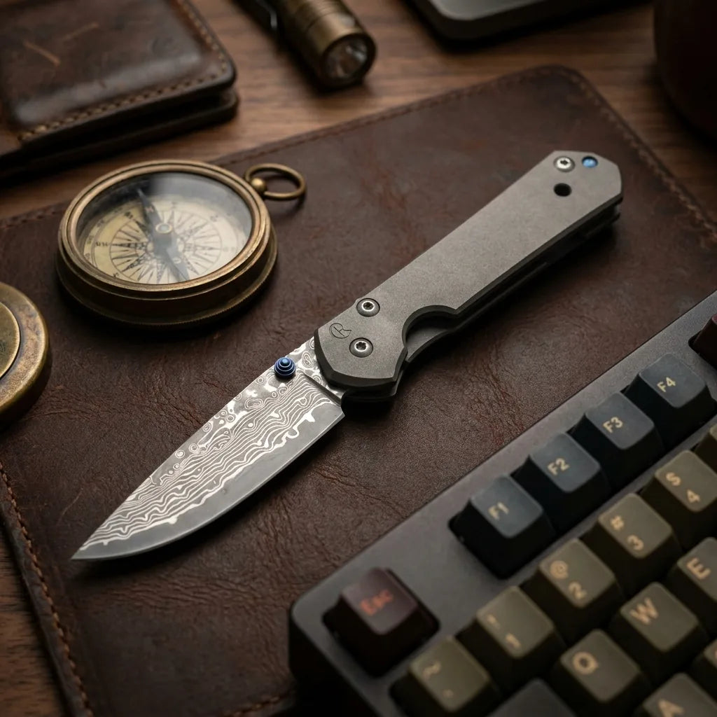 Damascus Folding Knife Chris EDC Collectible Gift - 5384