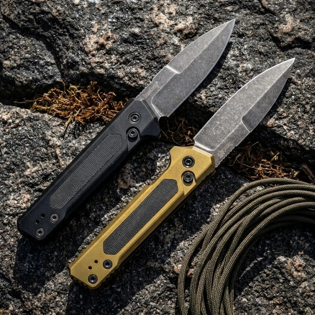 OTF Stiletto Knife 7205 Side Jump Pocket Spring Steel - 7257