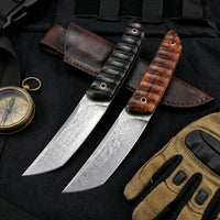 Damascus Straight Knife CAS- Collectible Fixed Blade - 5283