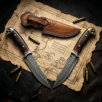 Damascus Straight Knife Harl Collectible Fixed Blade - 5778