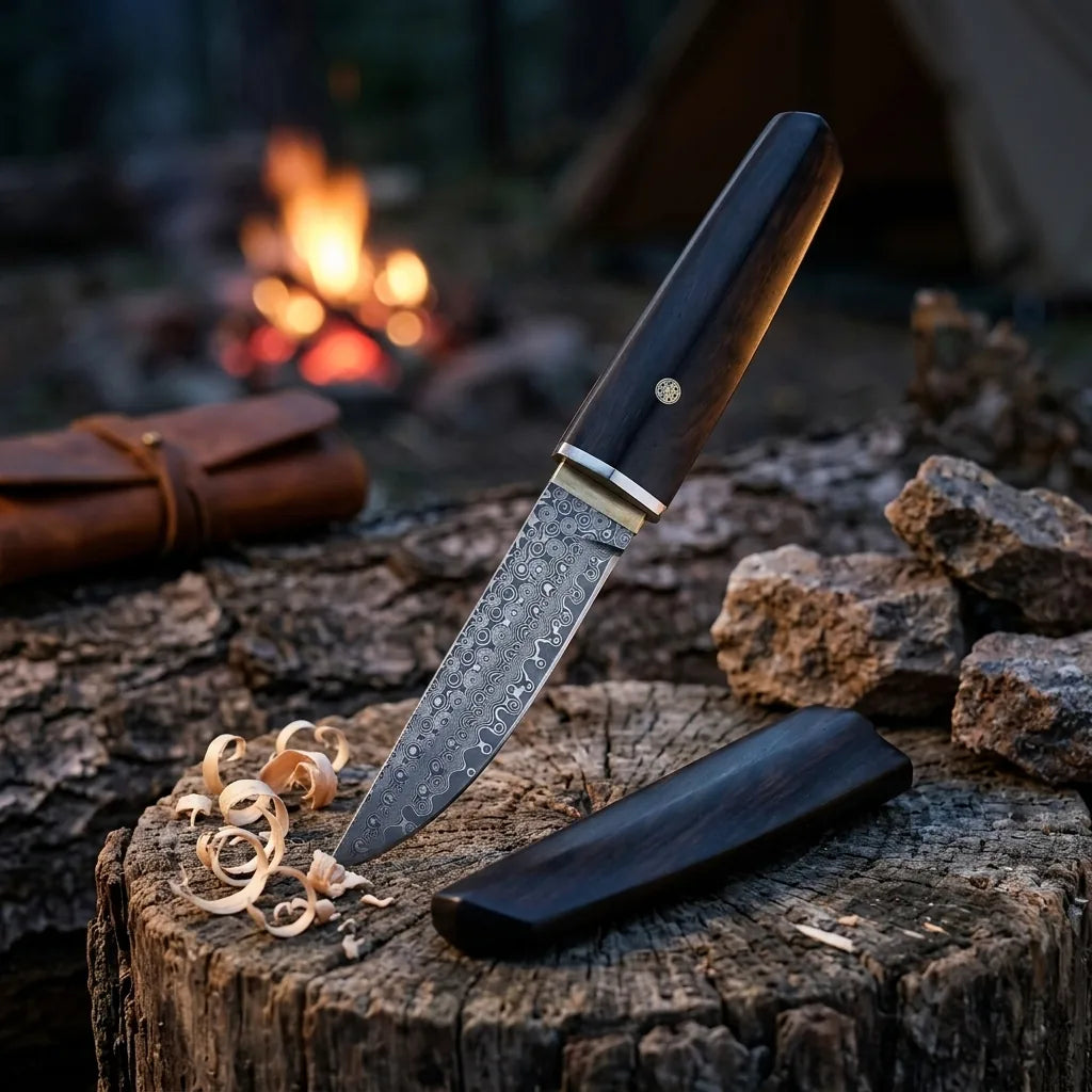 Damascus Straight Knife Raiz Collectible Fixed Blade - 5676