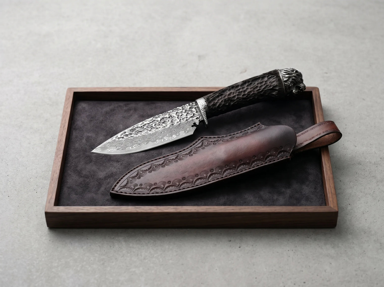 Damascus VG10 Fixed Blade Knife Outdoor EDC Lion - 4923