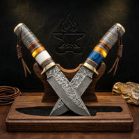 Damascus Straight Knife Litt Collectible Fixed Blade - 5214