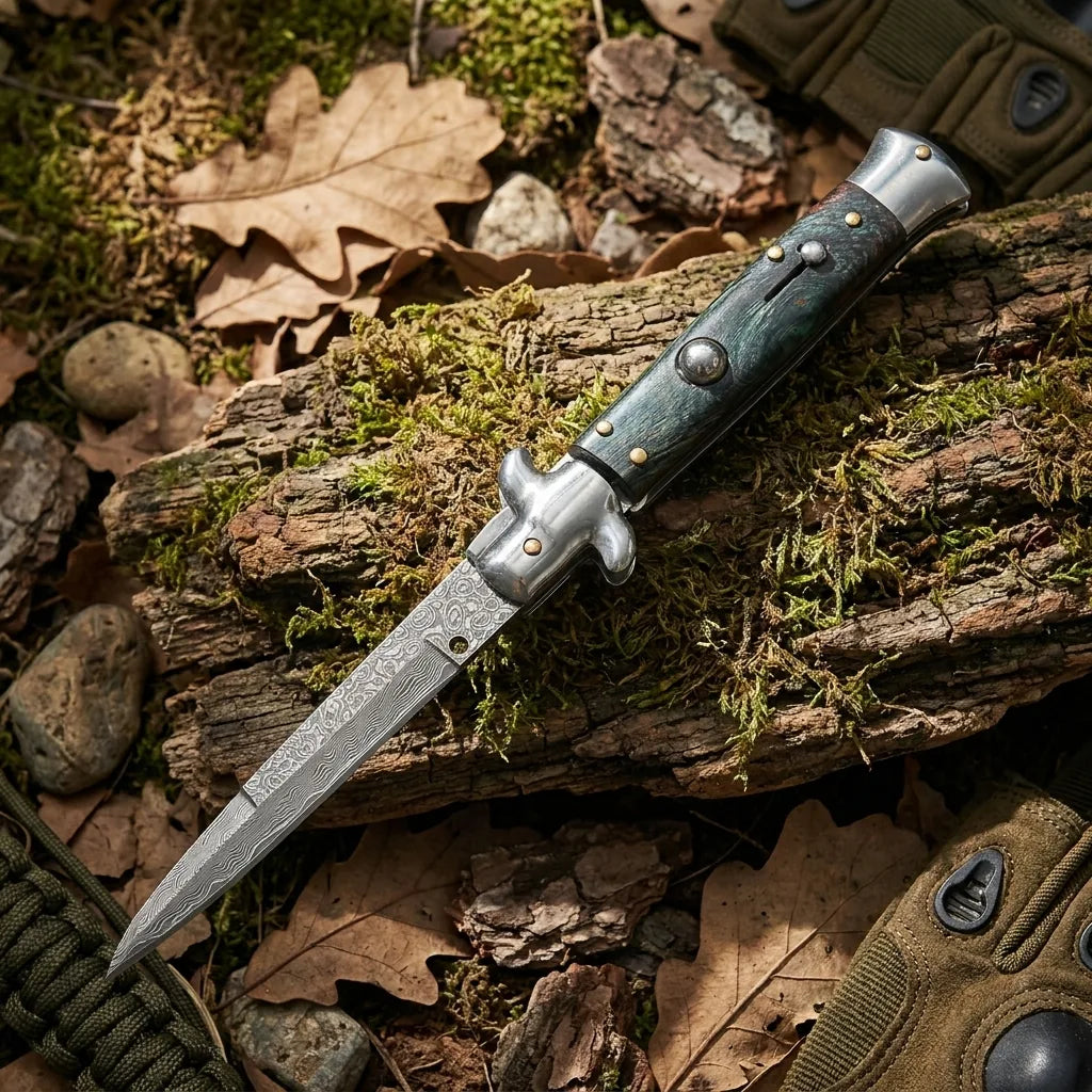 Damascus Folding Knife AKC I EDC Collectible Gift - 4934