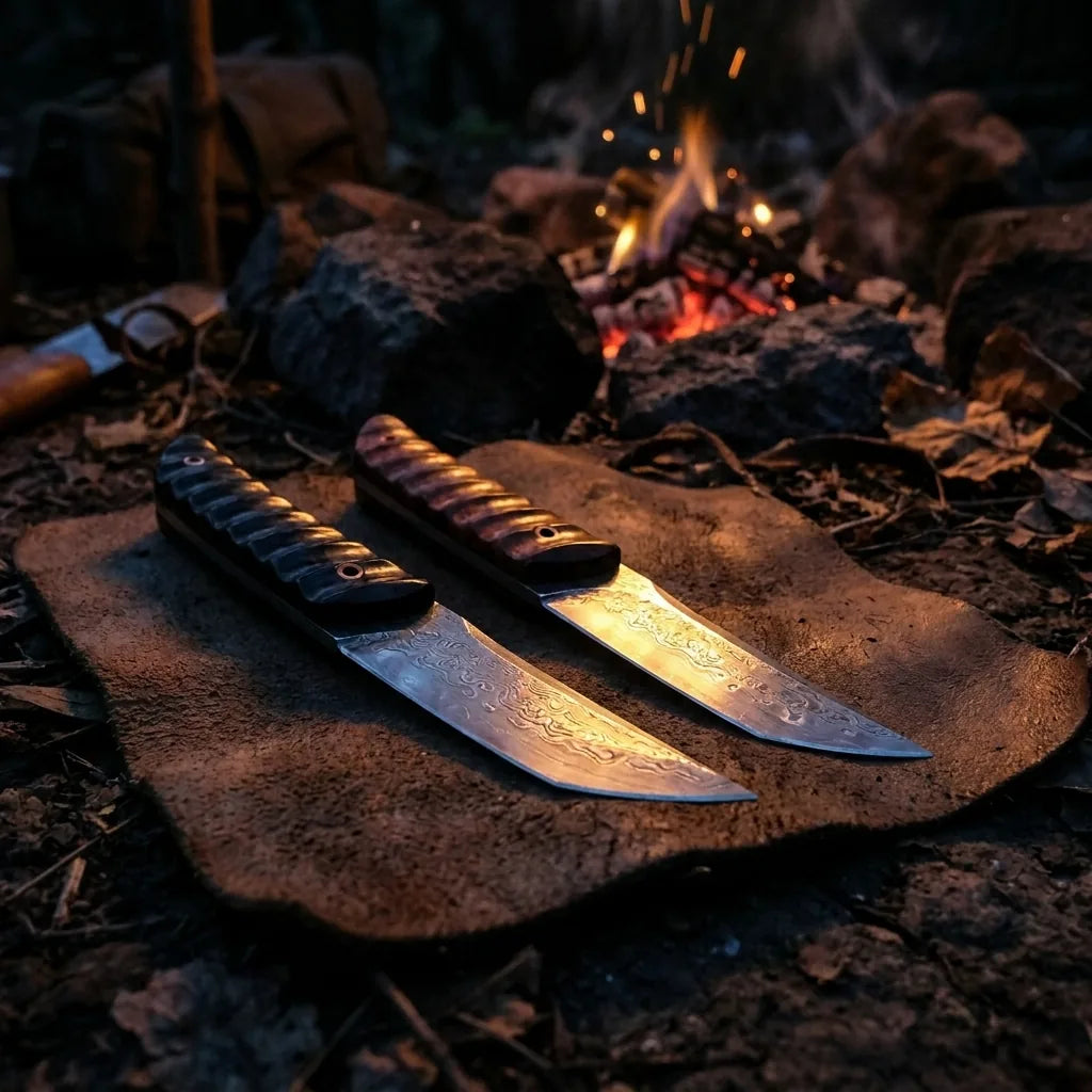Damascus Straight Knife CAS- Collectible Fixed Blade - 5283