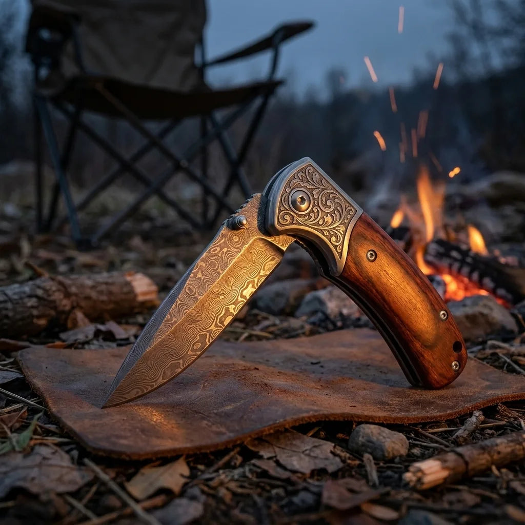 Damascus Folding Knife VG10  EDC Collectible Gift - 5691