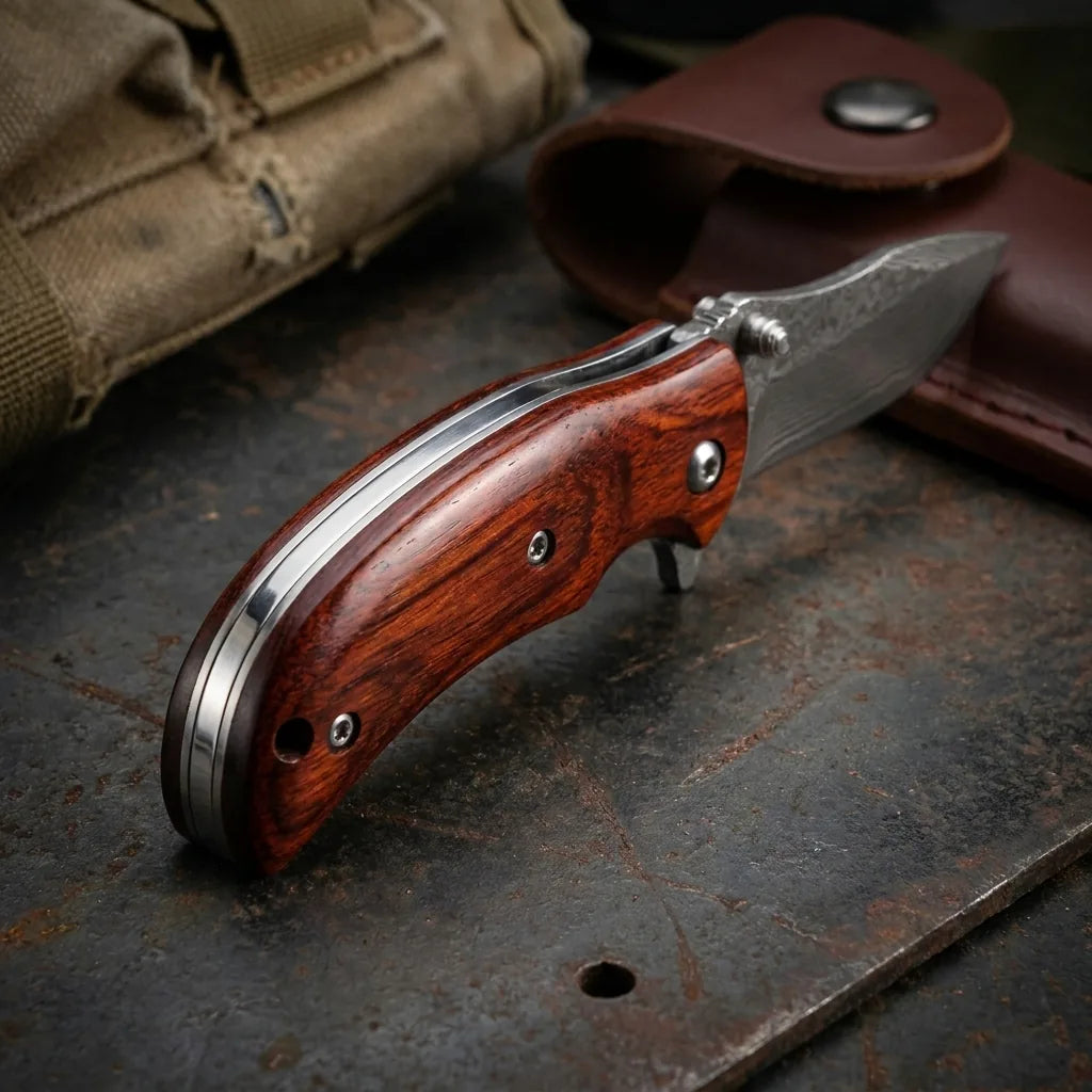 Damascus Folding Knife KJ-03 EDC Collectible Gift - 4297
