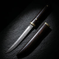 Damascus Straight Knife Mini Collectible Fixed Blade - 5539