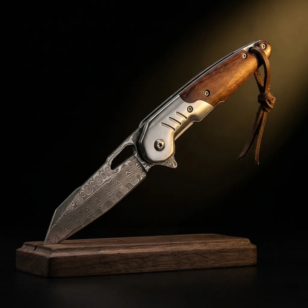 Damascus Folding Knife LUOKE EDC Collectible Gift - 6036