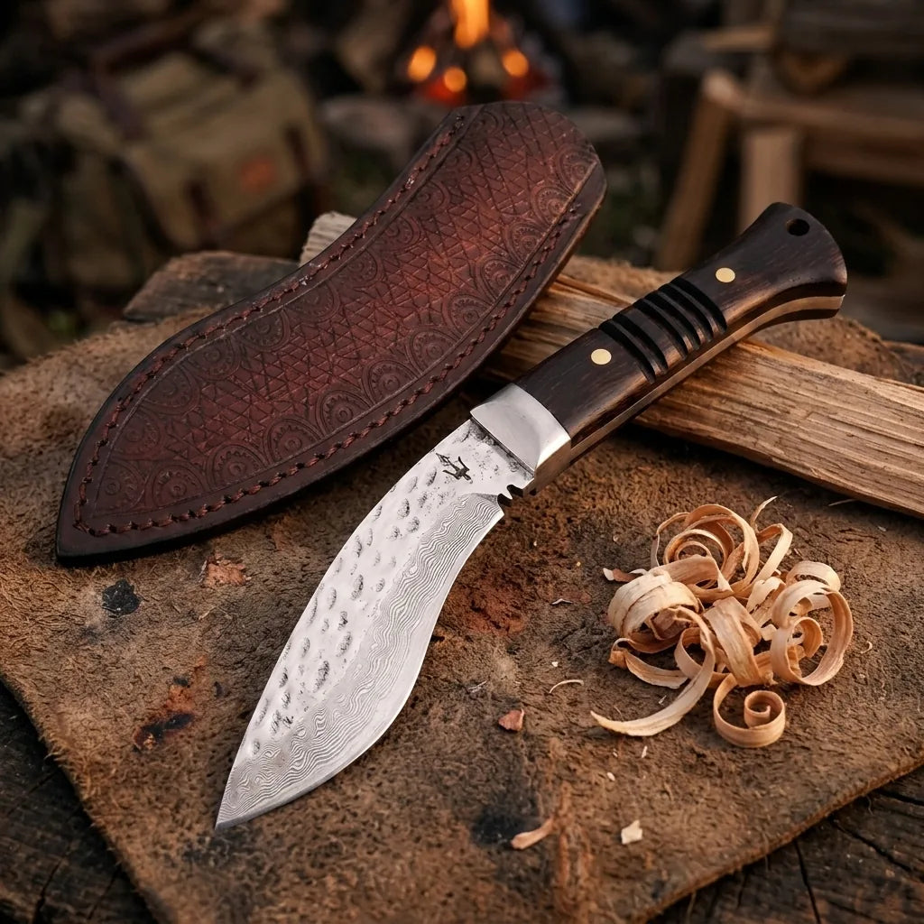 Damascus Straight Knife Stee Collectible Fixed Blade - 5179