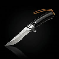 Damascus Fixed Blade Black Bear Camping Fixed Knife - 5596