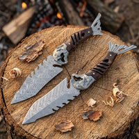Damascus Fixed Blade Cloud Shark Camping Fixed Knife - 6190