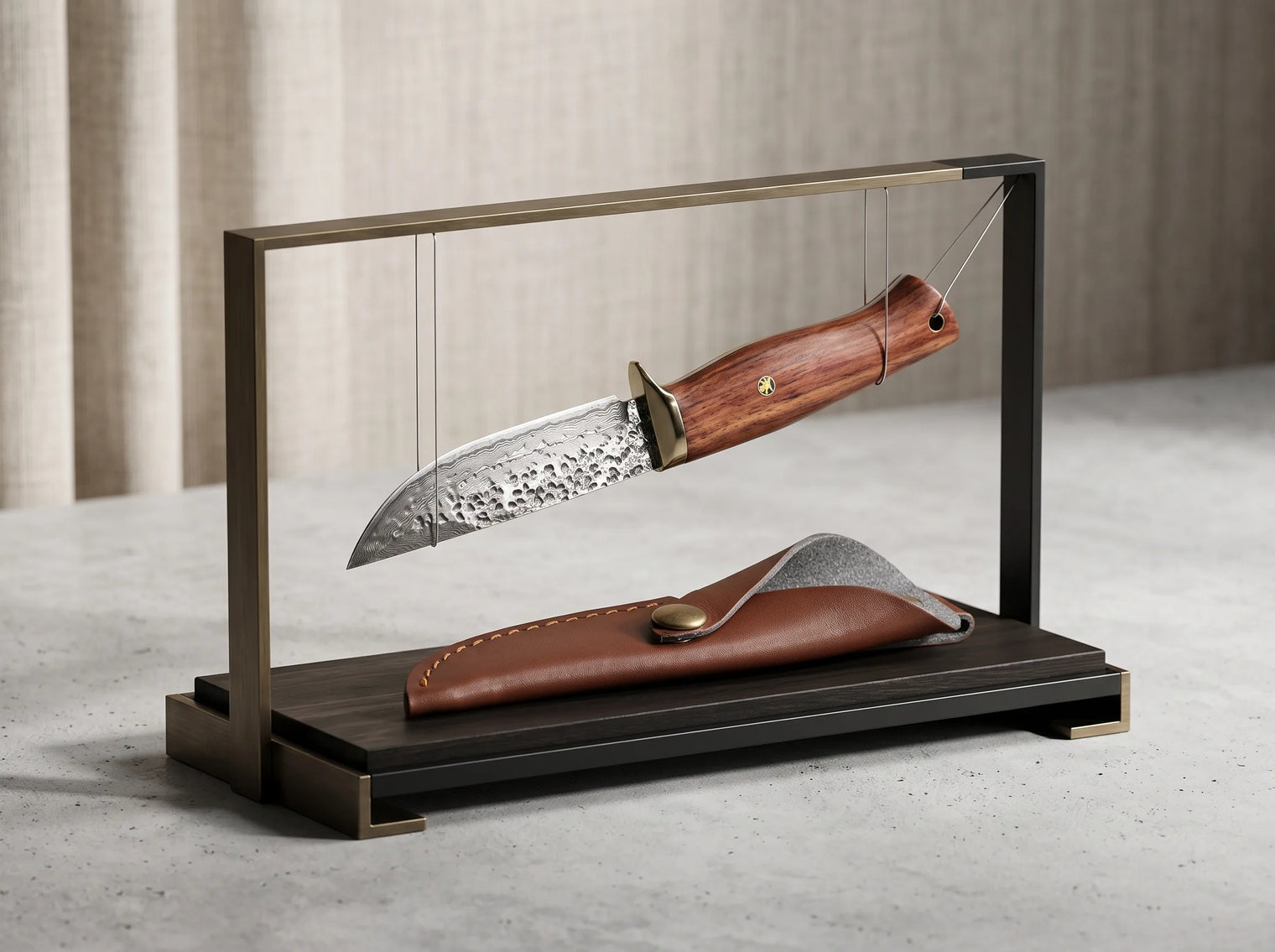 Damascus Folding EDC Knife Rosewood Handle - 4387
