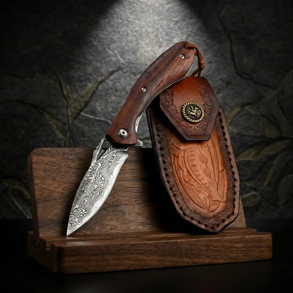 Damascus EDC Folder VG10 Flounder Camping EDC Folder - 5569