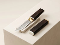 Damascus Katana Display Knife Ebony EDC - 4881