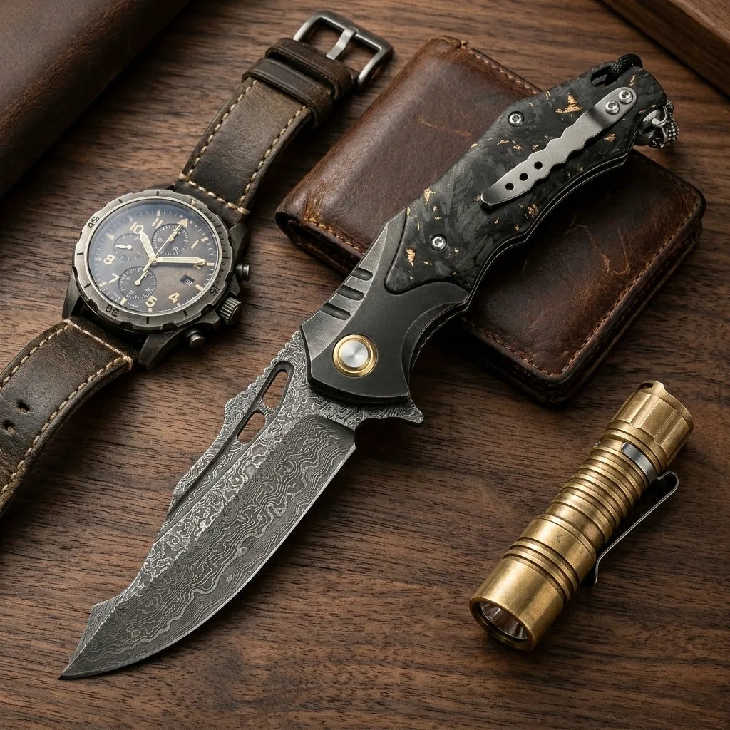 Damascus Folding Knife Lingxi EDC Collectible Gift - 6658