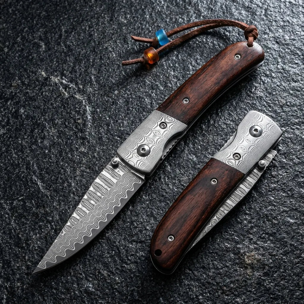 Damascus Folding Knife Thoma EDC Collectible Gift - 3624