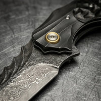 Damascus Folding Knife Magic EDC Collectible Gift - 6963