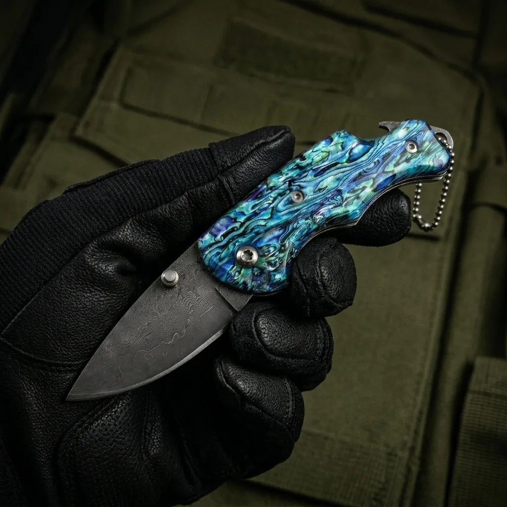 Damascus Folding Knife Damas EDC Collectible Gift - 6451