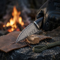 Damascus Straight Knife V G1 Collectible Fixed Blade - 5776