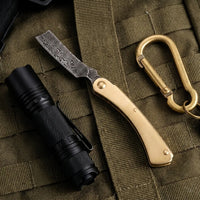 Damascus Folding Knife Mini  EDC Collectible Gift - 4967