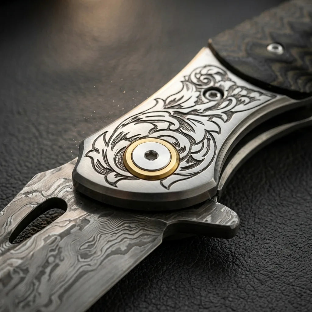 Damascus EDC Folder Golden Eagle EDC Collectible Gift - 7065