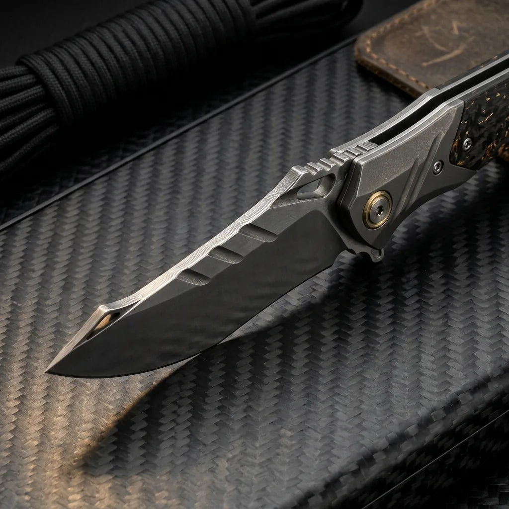 Damascus Folding Knife Poiso EDC Collectible Gift - 6932