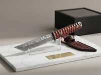 Damascus Samurai Display Knife Rosewood EDC - 4553