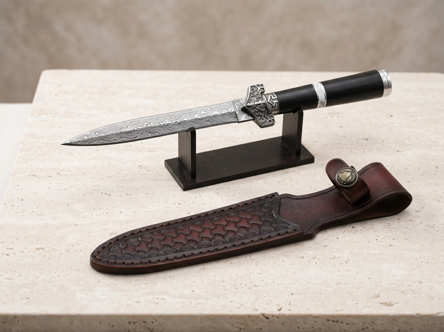 Damascus Mini Katana Display Knife EDC Samurai - 4399
