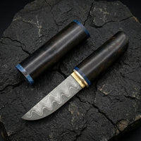 Damascus Straight Knife Purp Collectible Fixed Blade - 5800