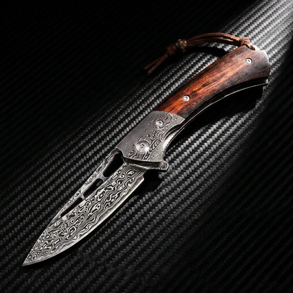 Damascus Folding Knife VG10  EDC Collectible Gift - 5352