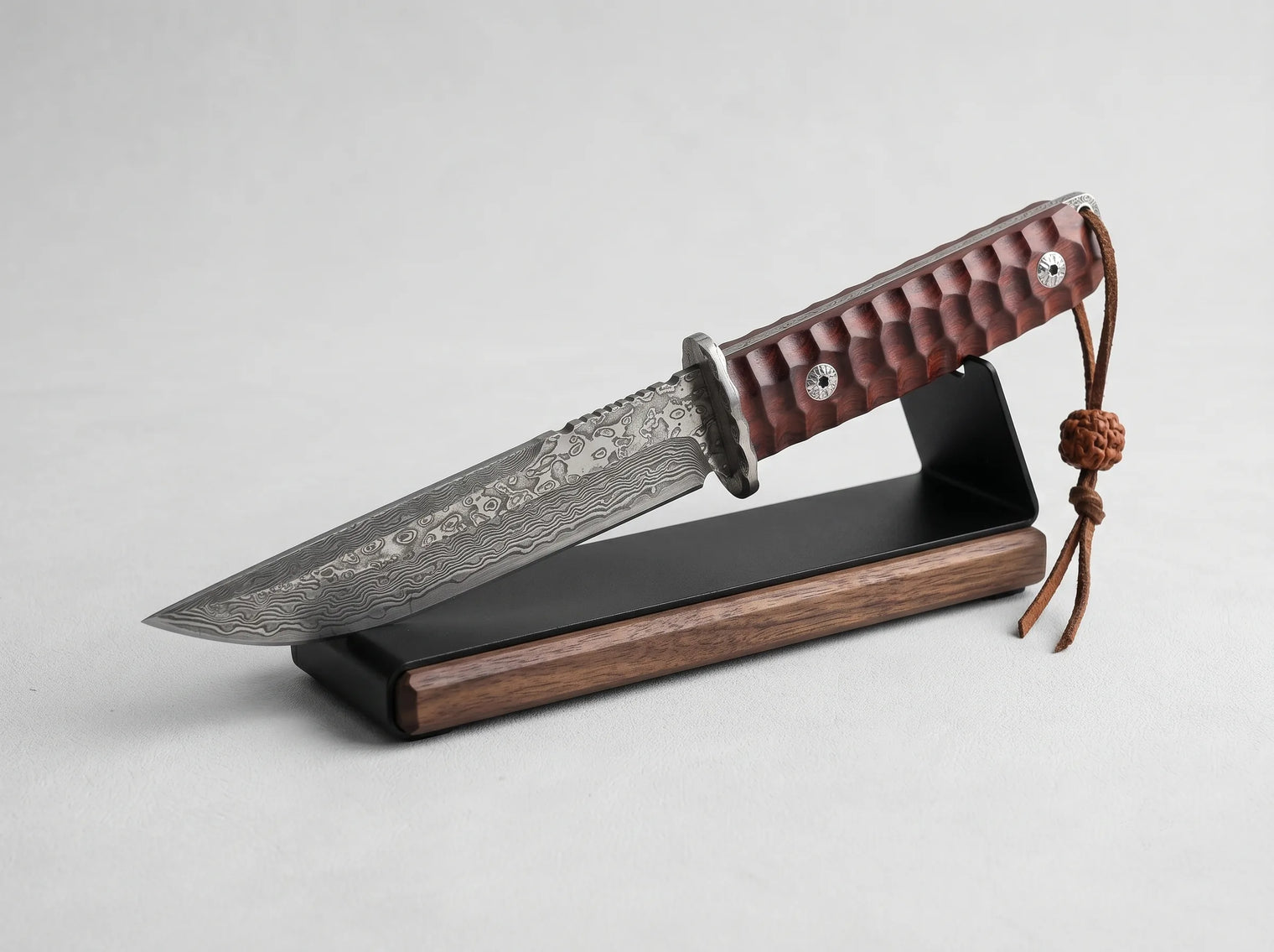 Damascus Samurai Katana Display Knife Rosewood - 5030