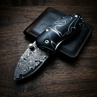Damascus Folding Knife Littl EDC Collectible Gift - 5916
