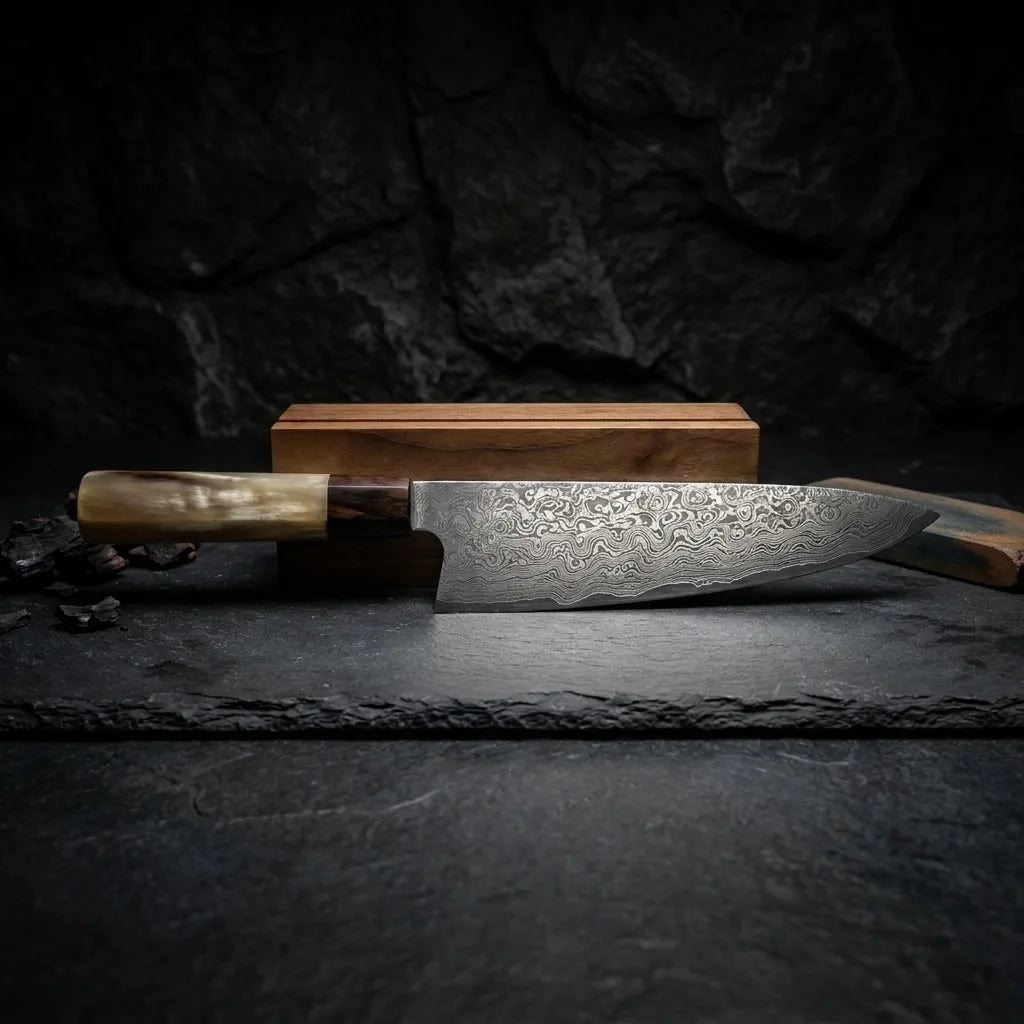 Damascus Straight Knife Eggp Collectible Fixed Blade - 5147