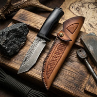 Damascus Straight Knife Chun Collectible Fixed Blade - 5619