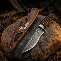 Damascus Straight Knife BLAC Collectible Fixed Blade - 5346