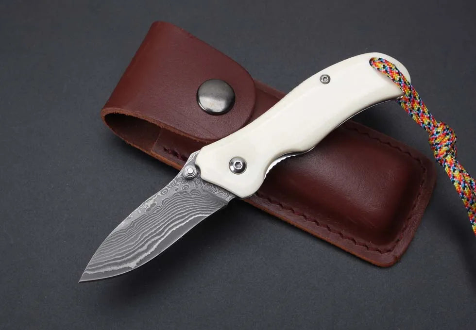 Damascus Folding Knife Damas EDC Collectible Gift - 4008